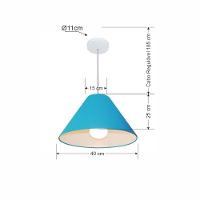 Lustre Pendente Cone Vivare Md-4078 Cúpula Em Tecido 25/40x15cm - Bivolt Azul-turquesa 127/220v - 2