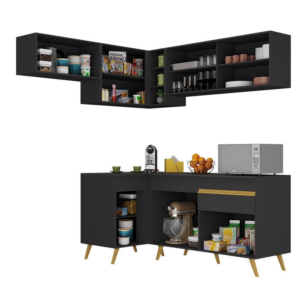 Cozinha Completa De Canto Veneza Gb Mp2059 Com Armário E Balcão Preta - 3