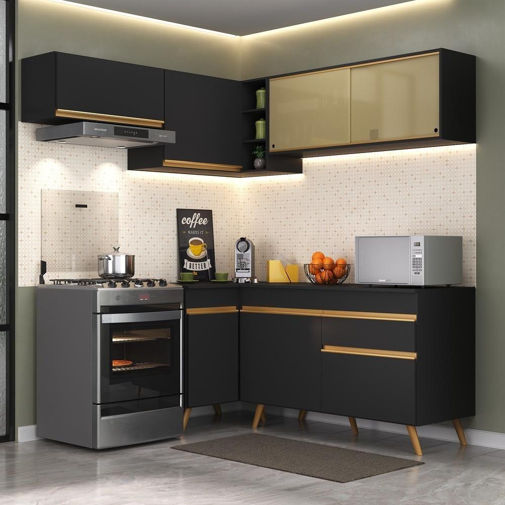 Cozinha Completa De Canto Veneza Gb Mp2059 Com Armário E Balcão Preta - 7