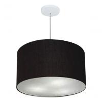 Lustre Pendente Cilíndrico Vivare Md-4250 Cúpula Em Tecido 45x30cm - Bivolt Canopla-preta 127/220v
