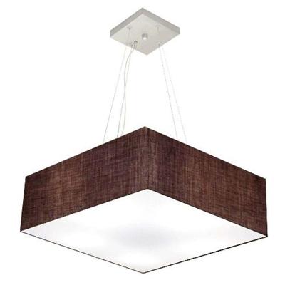 Lustre Pendente Quadrado Vivare Md-4032 Cúpula Em Tecido 15/50x50cm - Bivolt Café 127/220v