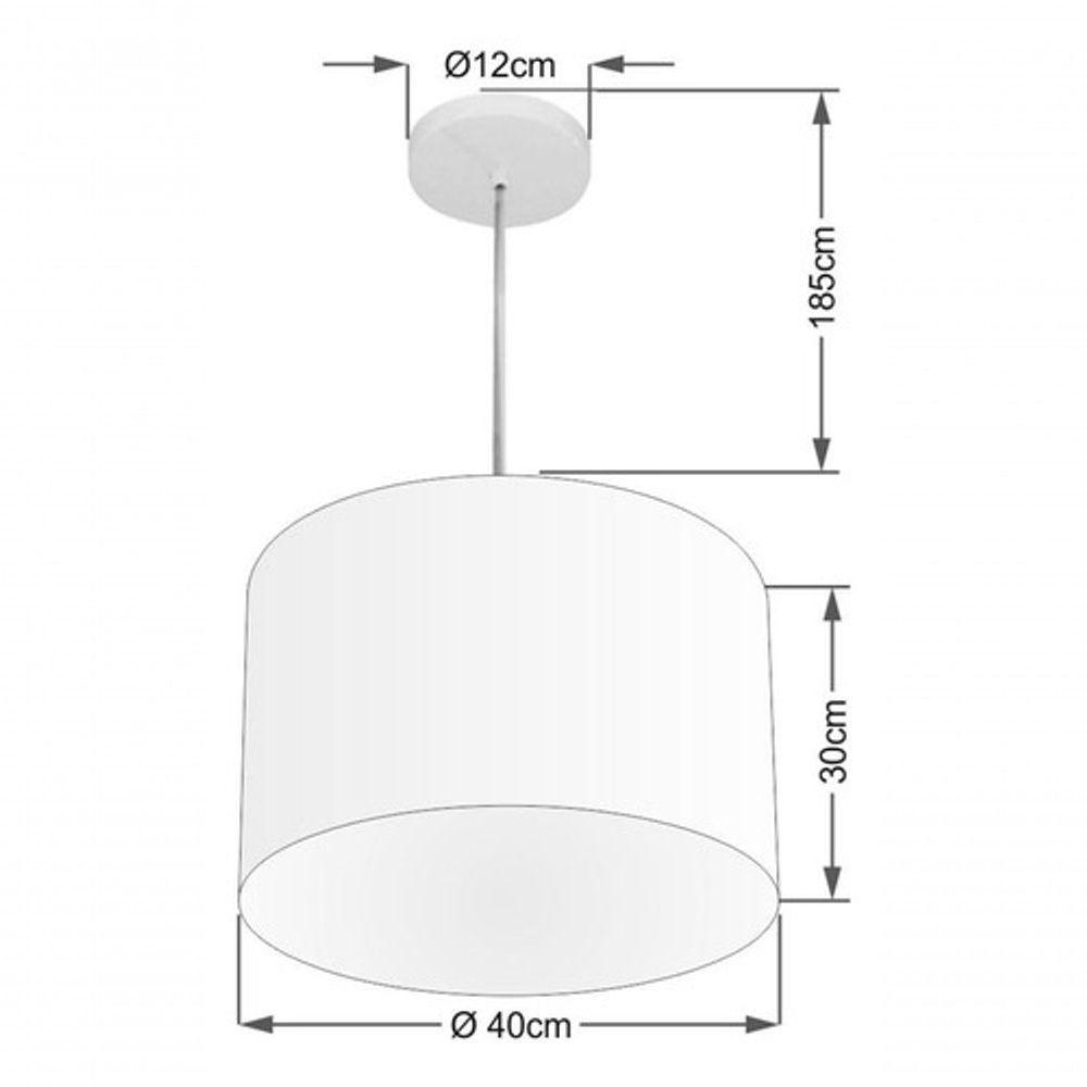 Lustre Pendente Cilíndrico Vivare Md-4146 Cúpula Em Tecido 40x30cm - Bivolt Rustico-cinza 127/220v - 4