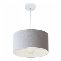 Lustre Pendente Cilíndrico Vivare Md-4146 Cúpula Em Tecido 40x30cm - Bivolt Rustico-cinza 127/220v - 1