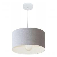 Lustre Pendente Cilíndrico Vivare Md-4146 Cúpula Em Tecido 40x30cm - Bivolt Rustico-cinza 127/220v - 3