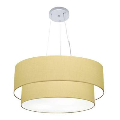 Lustre Pendente Duplo Cilíndrico Vivare Md-4082 Cúpula Em Tecido 60x50cm - Bivolt Algodão-crú 127/220v