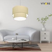 Lustre Pendente Duplo Cilíndrico Vivare Md-4082 Cúpula Em Tecido 60x50cm - Bivolt Algodão-crú 127/220v - 6