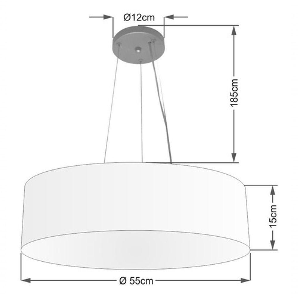 Lustre Pendente Cilíndrico Vivare Md-4190 Cúpula Em Tecido 55x15cm - Bivolt Palha 127/220v - 4