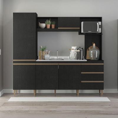Armário De Cozinha Compacta 215x203cm Mdp 0318 Menu Móveis Preto