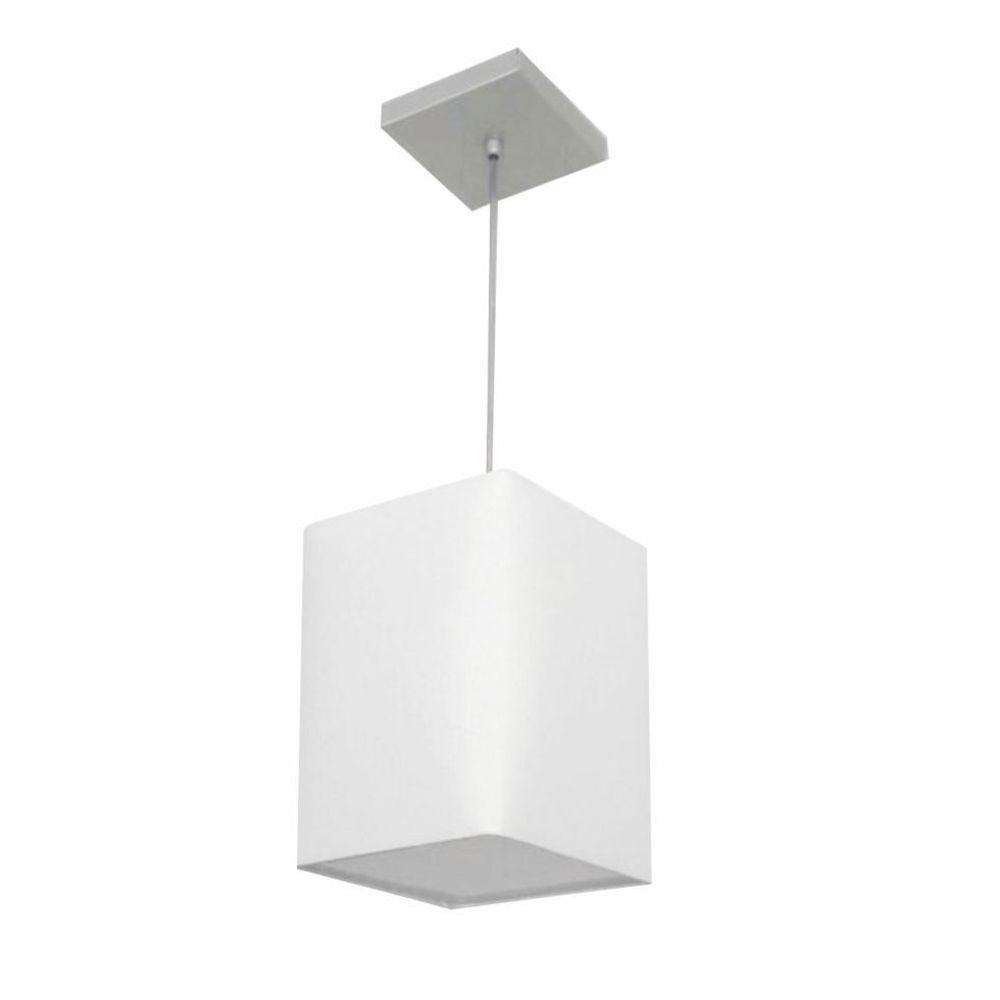 Lustre Pendente Quadrado Md-4007 Cúpula Em Tecido 25/16x16cm Branco - Bivolt - 2