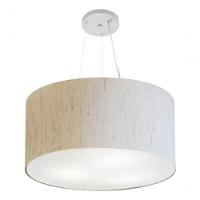 Lustre Pendente Cilíndrico Vivare Md-4189 Cúpula Em Tecido 50x30cm - Bivolt Linho Bege 127/220v - 3