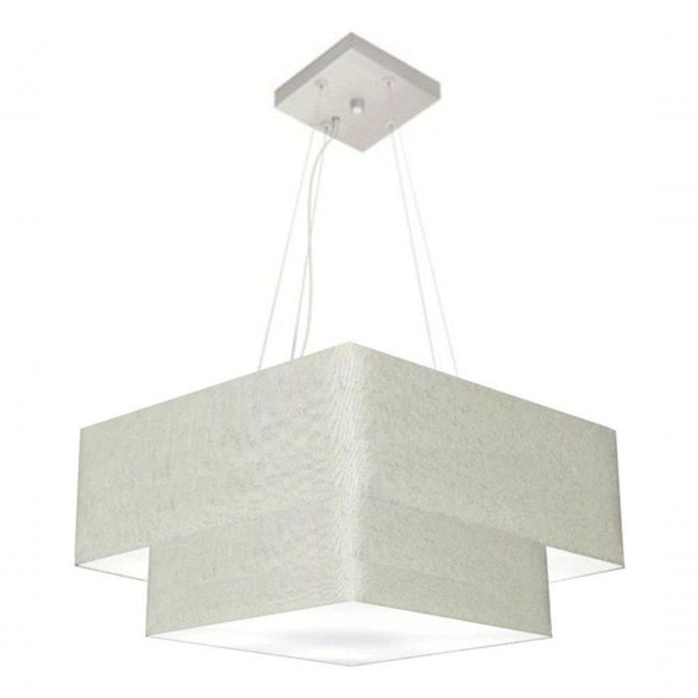 Lustre Pendente Duplo Quadrado Vivare Md-4066 Cúpula Em Tecido 50x35cm Rustico Cinza - Bivolt - 3