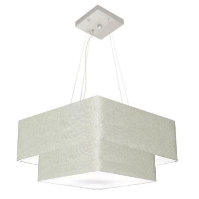 Lustre Pendente Duplo Quadrado Vivare Md-4066 Cúpula Em Tecido 50x35cm Rustico Cinza - Bivolt