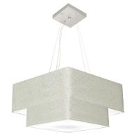 Lustre Pendente Duplo Quadrado Vivare Md-4066 Cúpula Em Tecido 50x35cm Rustico Cinza - Bivolt - 1