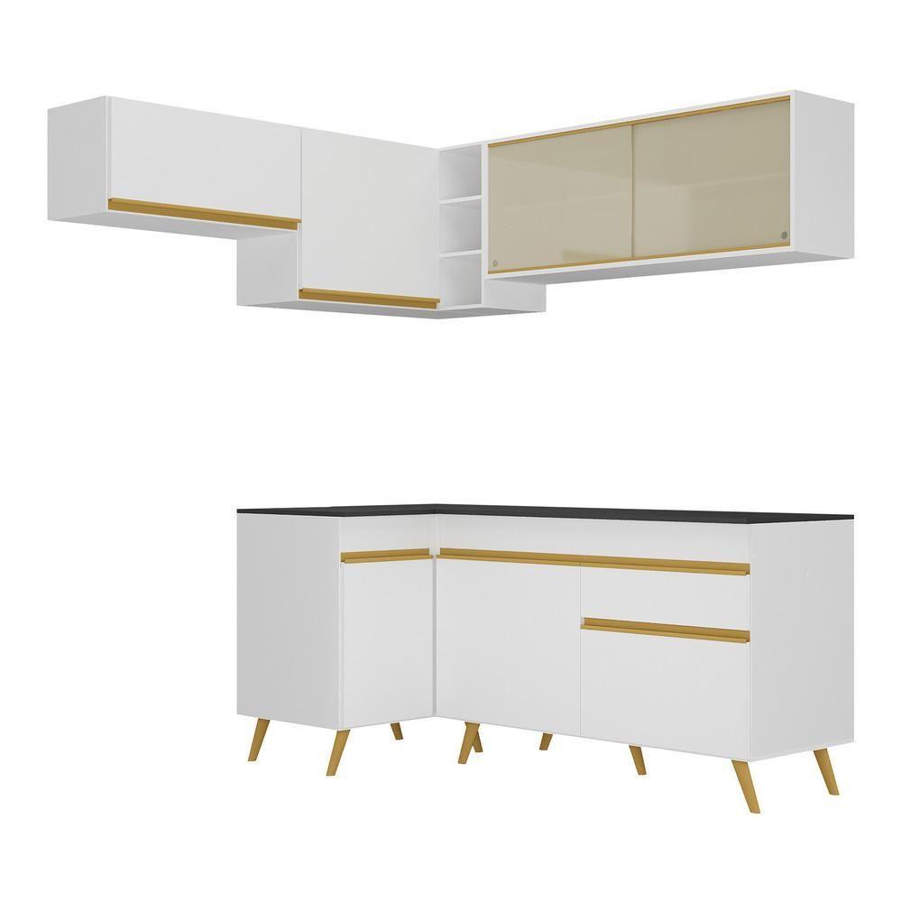 Cozinha Completa De Canto Veneza Gw Mp2059 Com Armário E Balcão Branca - 3