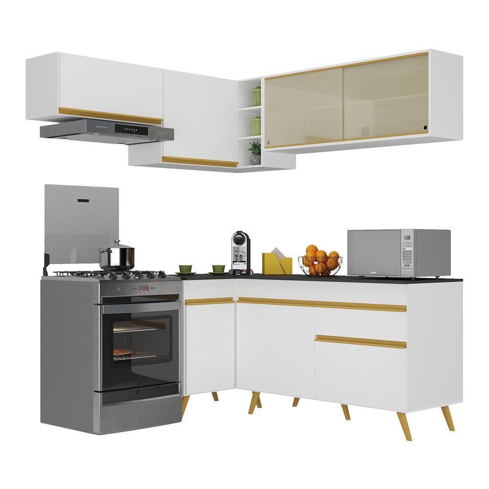 Cozinha Completa De Canto Veneza Gw Mp2059 Com Armário E Balcão Branca - 5