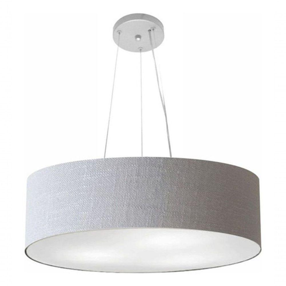 Lustre Pendente Cilíndrico Vivare Md-4190 Cúpula Em Tecido 55x15cm - Bivolt Rustico-cinza 127/220v - 3