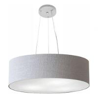 Lustre Pendente Cilíndrico Vivare Md-4190 Cúpula Em Tecido 55x15cm - Bivolt Rustico-cinza 127/220v - 3