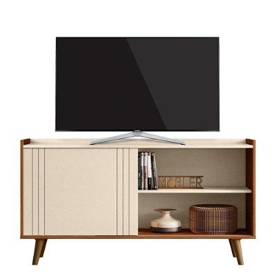 Rack Bancada New Austin 135,7cm Pérola Metalizado-cinamomo Mel Para Tv Até 50 - Mobler Pérola Metalizado-cinamomo Mel
