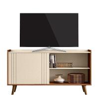 Rack Bancada New Austin 135,7cm Pérola Metalizado-cinamomo Mel Para Tv Até 50 - Mobler Pérola Metalizado-cinamomo Mel - 1