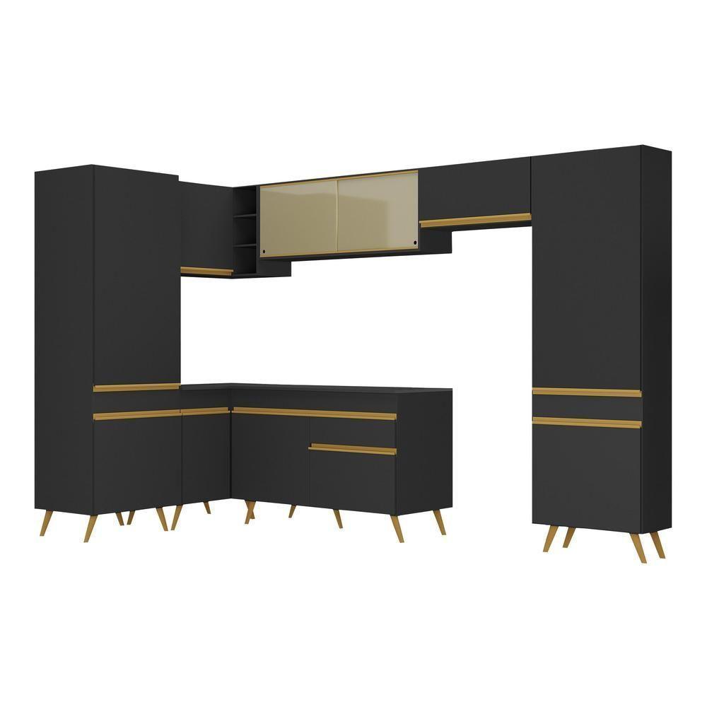 Cozinha Completa De Canto Veneza Gb Mp2055 Com Armário E Balcão Preta - 2