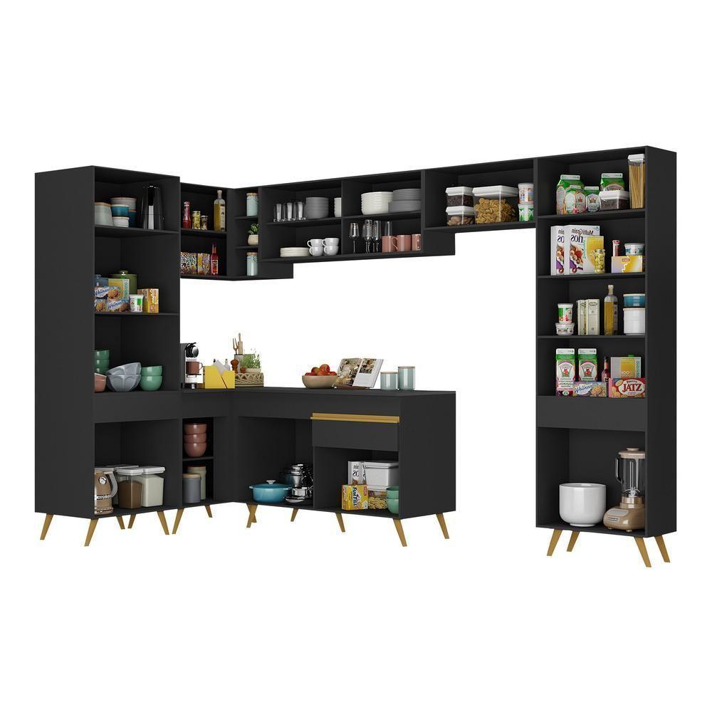 Cozinha Completa De Canto Veneza Gb Mp2055 Com Armário E Balcão Preta - 4