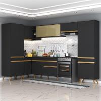 Cozinha Completa De Canto Veneza Gb Mp2055 Com Armário E Balcão Preta - 1