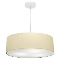 Lustre Pendente Cilíndrico Vivare Md-4218 Cúpula Em Tecido 55x15cm - Bivolt Algodão-crú 127/220v - 1