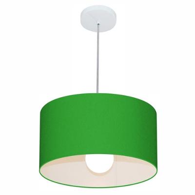 Lustre Pendente Cilíndrico Vivare Md-4146 Cúpula Em Tecido 40x30cm - Bivolt Verde-folha 127/220v