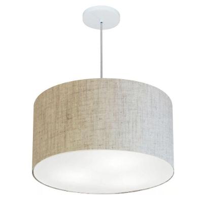 Lustre Pendente Cilíndrico Vivare Md-4250 Cúpula Em Tecido 45x30cm - Bivolt Rustico-bege 127/220v
