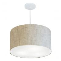 Lustre Pendente Cilíndrico Vivare Md-4250 Cúpula Em Tecido 45x30cm - Bivolt Rustico-bege 127/220v