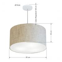 Lustre Pendente Cilíndrico Vivare Md-4250 Cúpula Em Tecido 45x30cm - Bivolt Rustico-bege 127/220v - 5