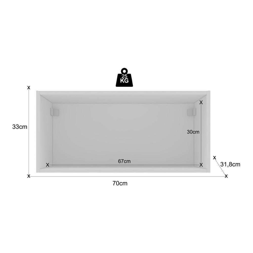 Armário De Cozinha Americana Aéreo 70cm Com 1 Porta Basculante Multimóveis Cr20487 Branco-Azul - 3