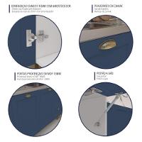 Armário De Cozinha Americana Aéreo 70cm Com 1 Porta Basculante Multimóveis Cr20487 Branco-Azul - 2