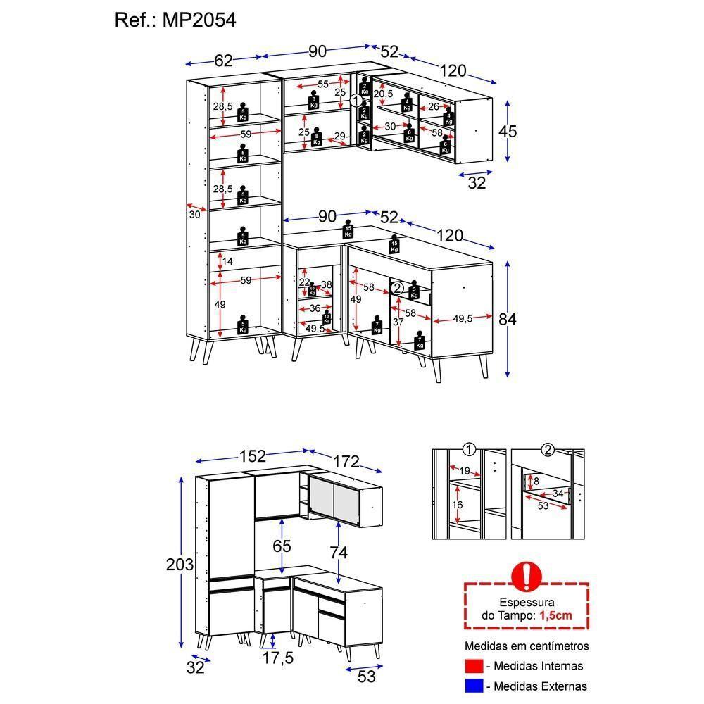 Cozinha Completa De Canto Veneza Gb Mp2054 Com Armário E Balcão Preta - 1