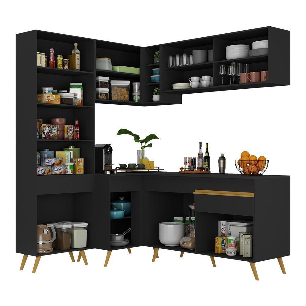 Cozinha Completa De Canto Veneza Gb Mp2054 Com Armário E Balcão Preta - 5