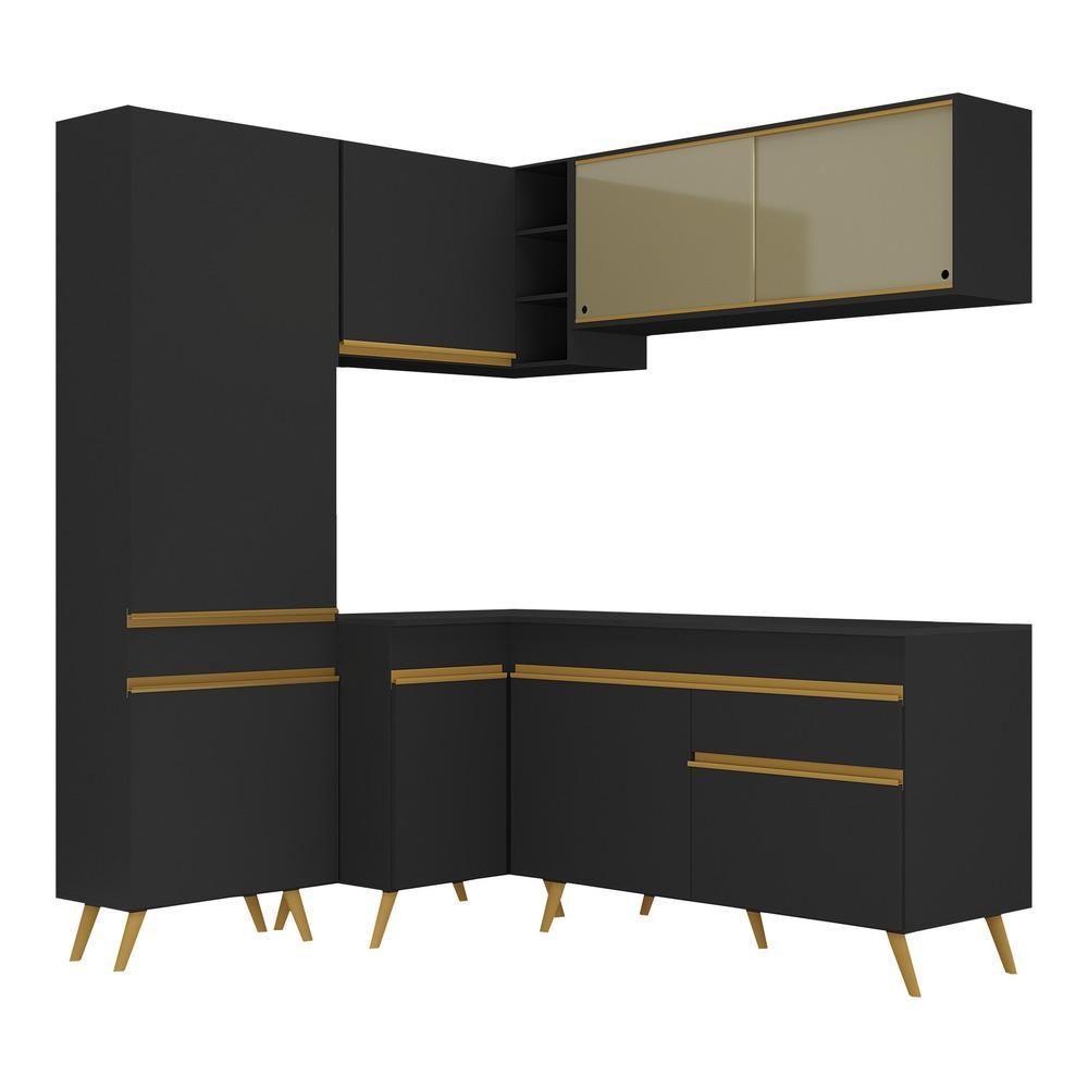 Cozinha Completa De Canto Veneza Gb Mp2054 Com Armário E Balcão Preta - 6