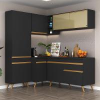 Cozinha Completa De Canto Veneza Gb Mp2054 Com Armário E Balcão Preta - 3