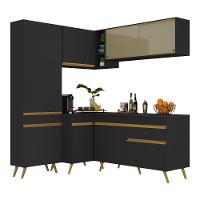 Cozinha Completa De Canto Veneza Gb Mp2054 Com Armário E Balcão Preta