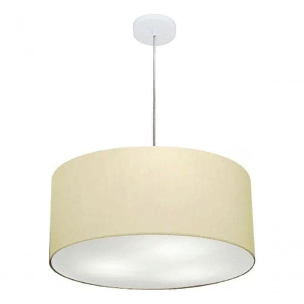 Lustre Pendente Cilíndrico Md-4100 Cúpula Em Tecido 50x25cm Algodão Crú - Bivolt - 3