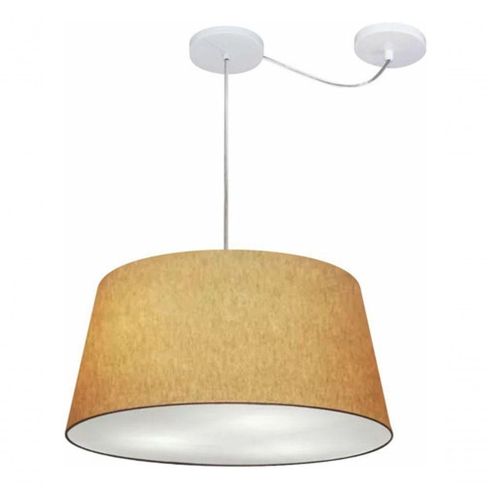 Lustre Pendente Cone Com Desvio De Centro Vivare Md-4282 Cúpula Em Tecido 40x50cm - Bivolt Palha 127/220v - 3