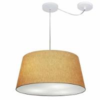 Lustre Pendente Cone Com Desvio De Centro Vivare Md-4282 Cúpula Em Tecido 40x50cm - Bivolt Palha 127/220v - 1
