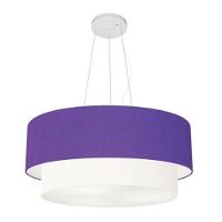 Lustre Pendente Duplo Cilíndrico Vivare Md-4073 Cúpula Tecido 80x60cm - Bivolt Roxo-branco 127/220v - 1