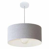 Lustre Pendente Cilíndrico Vivare Md-4052 Cúpula Em Tecido 50x21cm - Bivolt Rustico-cinza 127/220v - 1