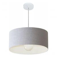 Lustre Pendente Cilíndrico Vivare Md-4052 Cúpula Em Tecido 50x21cm - Bivolt Rustico-cinza 127/220v