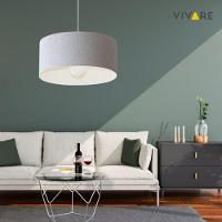 Lustre Pendente Cilíndrico Vivare Md-4052 Cúpula Em Tecido 50x21cm - Bivolt Rustico-cinza 127/220v - 6
