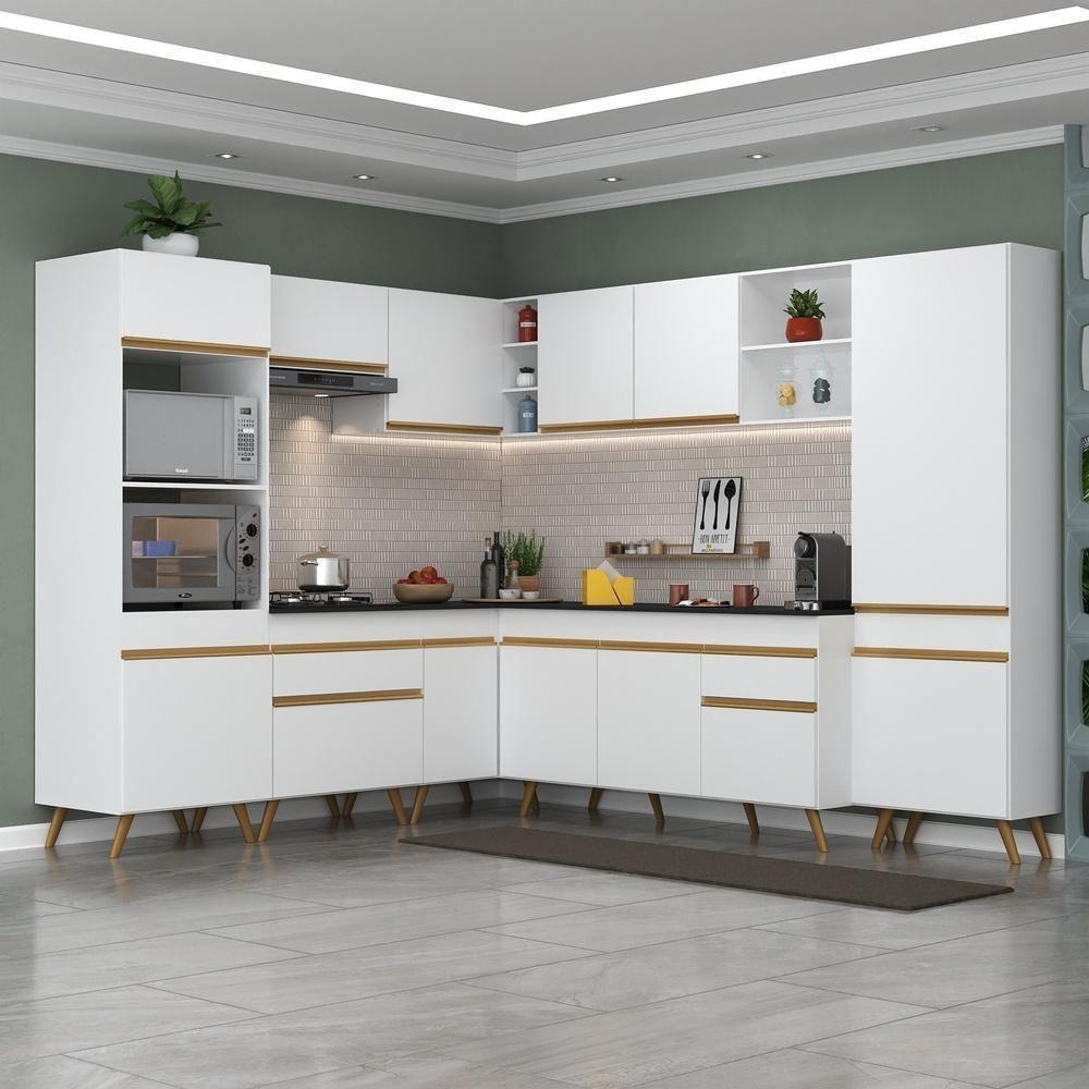 Cozinha Completa De Canto Veneza Gw Mp2047 Com Armário E Balcão Branca - 1