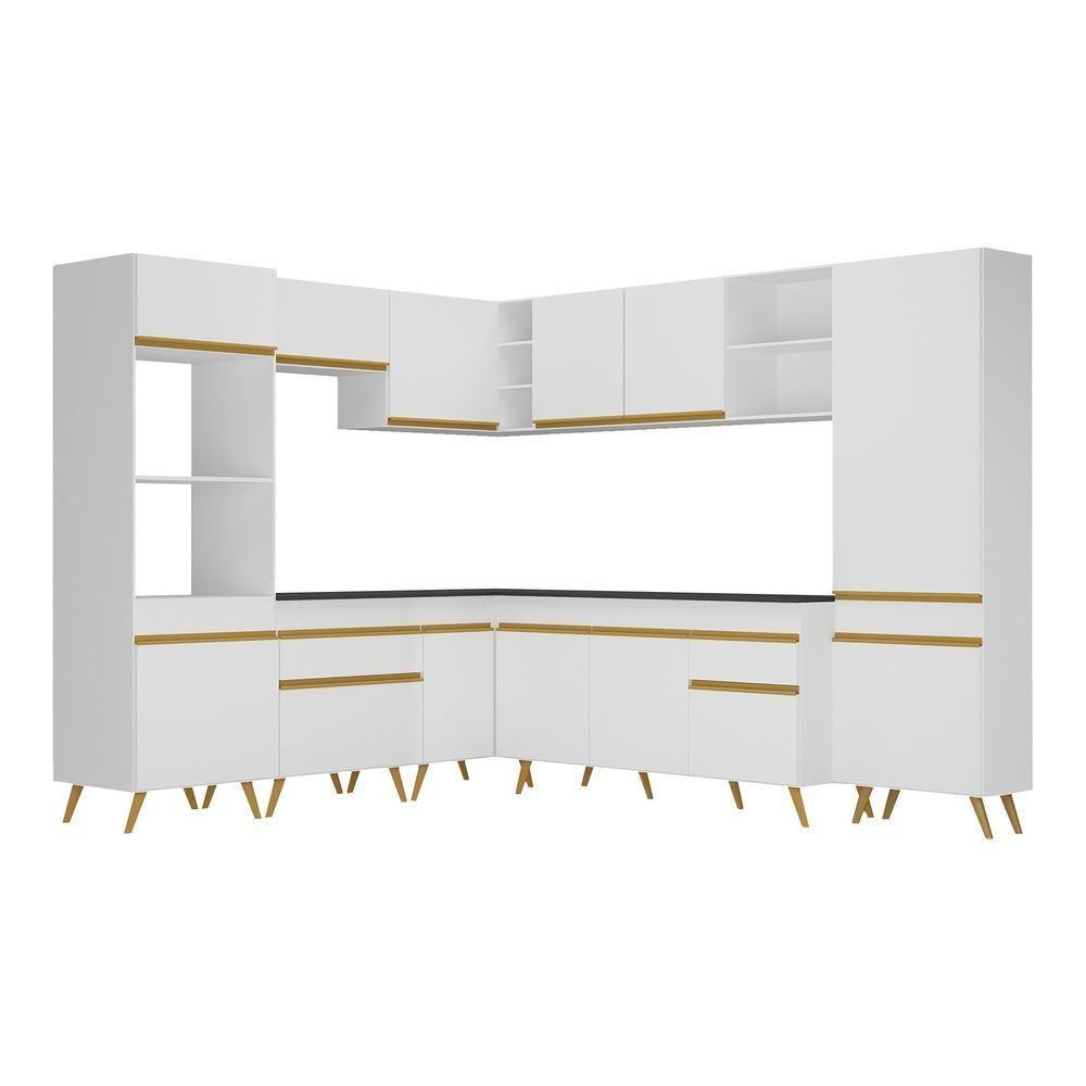 Cozinha Completa De Canto Veneza Gw Mp2047 Com Armário E Balcão Branca - 4