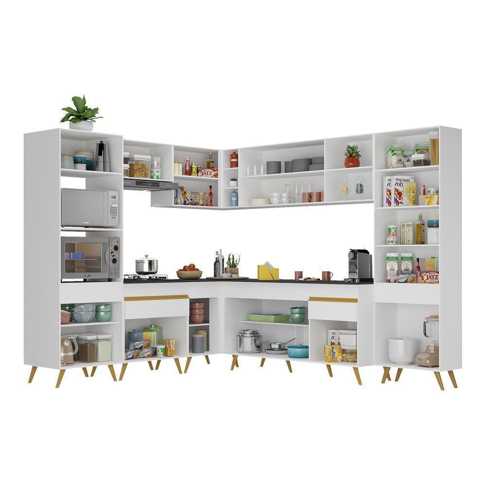 Cozinha Completa De Canto Veneza Gw Mp2047 Com Armário E Balcão Branca - 5