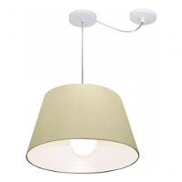Lustre Pendente Cone Com Desvio De Centro Vivare Md-4273 Cúpula Em Tecido 30x40cm - Bivolt Algodão-crú 127/220v - 3