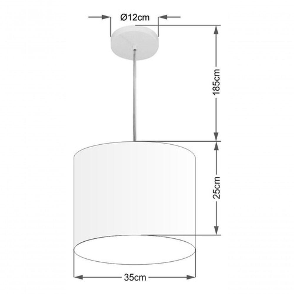 Lustre Pendente Cilíndrico Vivare Md-4143 Cúpula Em Tecido 35x25cm - Bivolt Roxo 127/220v - 4
